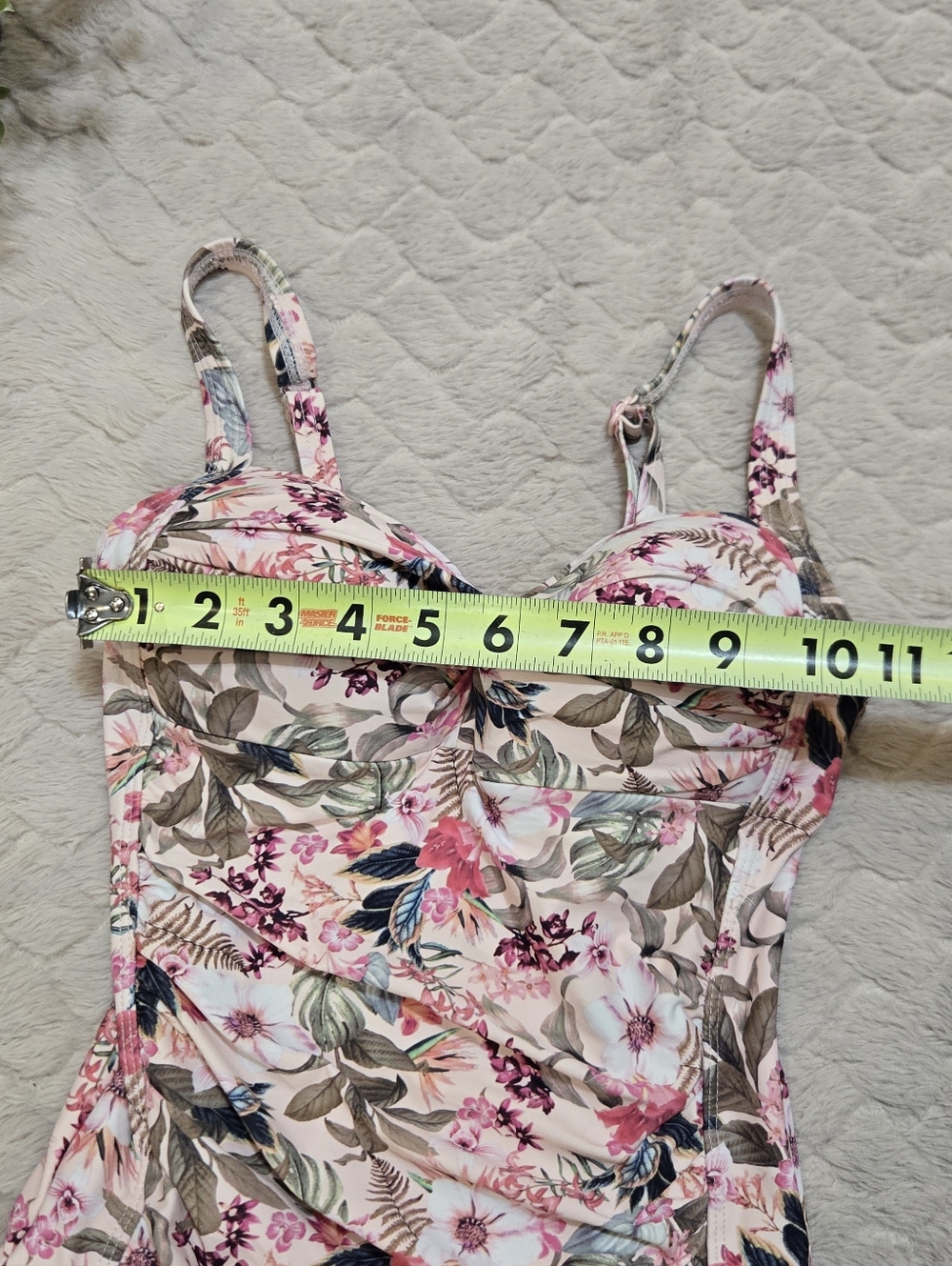 Nip Tuck Pink Romantic Floral Ruched One-Piece Swimsuit, Size 4 - Picture 3 of 9
